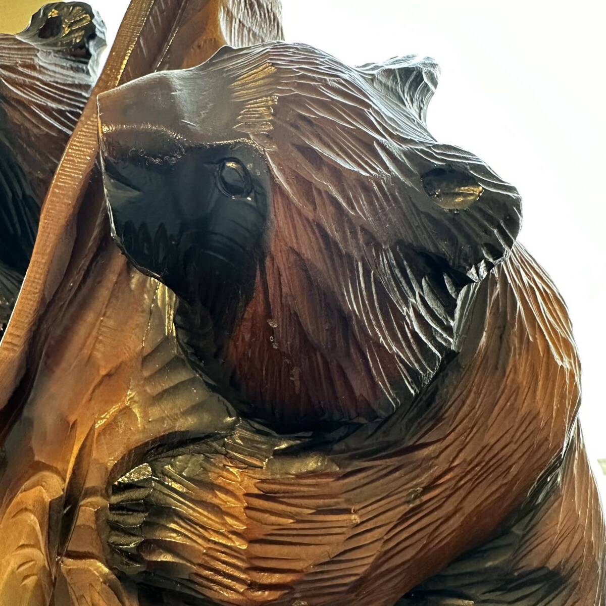 熊 木彫り 最大高さ73cm 1本木 熊3匹 親子 木彫 民芸品 伝統工芸品 インテリア アート置物 _画像3
