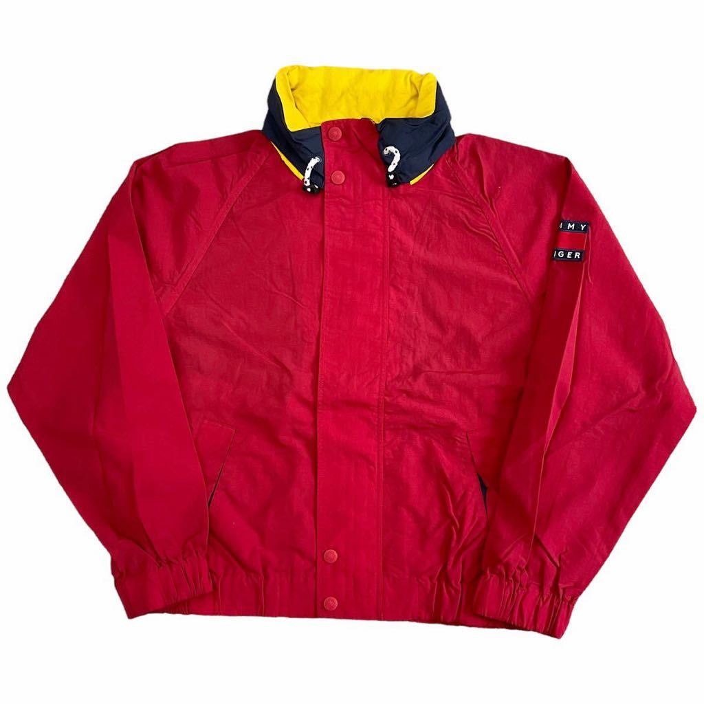 90s TOMMYHILFIGER Salling Jacket Lサイズ トミーヒルフィガー セーリング ジャケット ナイロン パーカー フード付き マウンテンパーカー