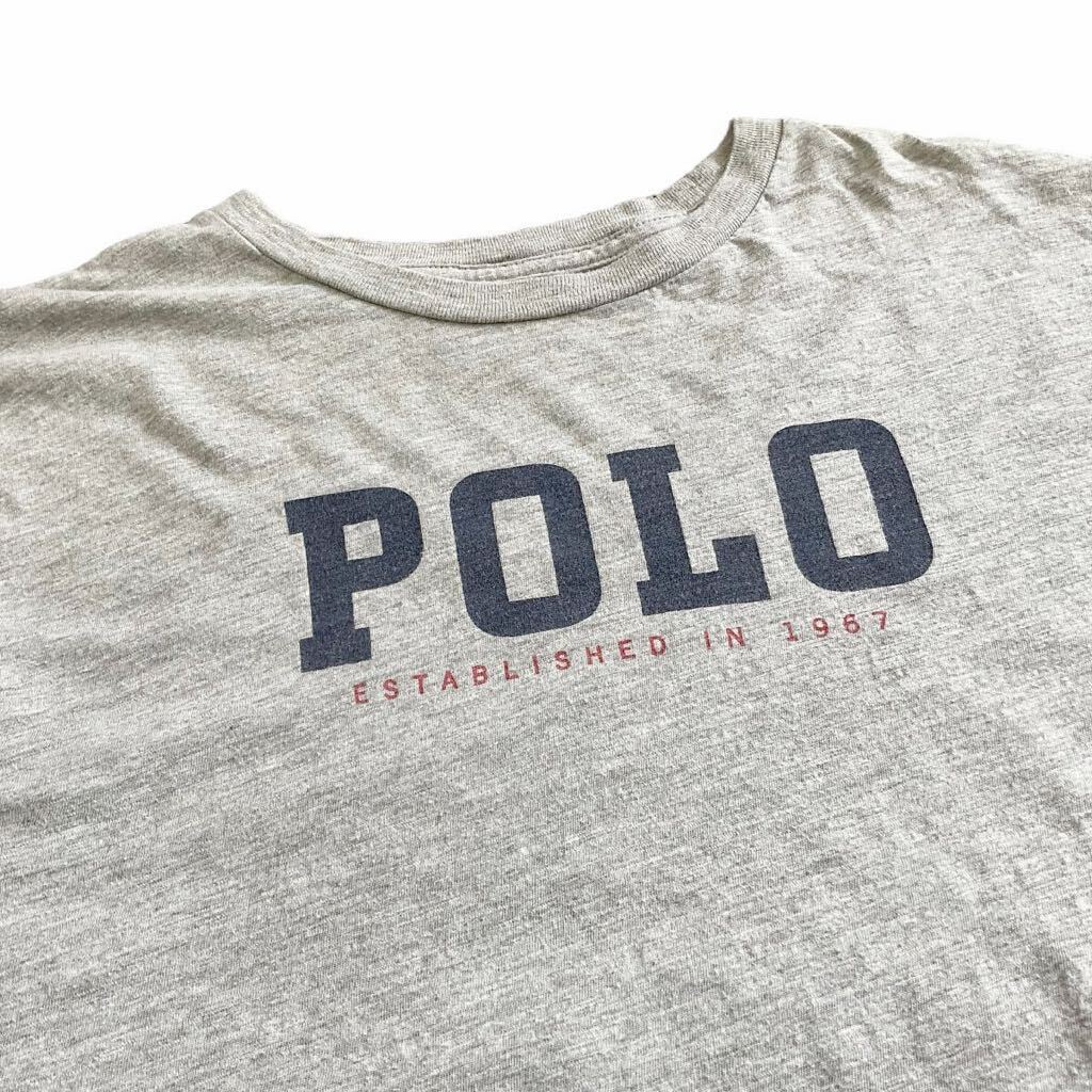 POLO Ralph Lauren ロゴ 長袖 Tシャツ XL (18-20) グレー ロンT 星条旗 フラッグ ポロ ラルフローレン_画像3