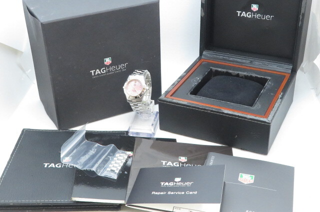 1円～【動作品】TAG HEUER タグホイヤー アクアレーサー ピンクシェル WAF1418 クォーツ レディース腕時計　3-2-26_画像2