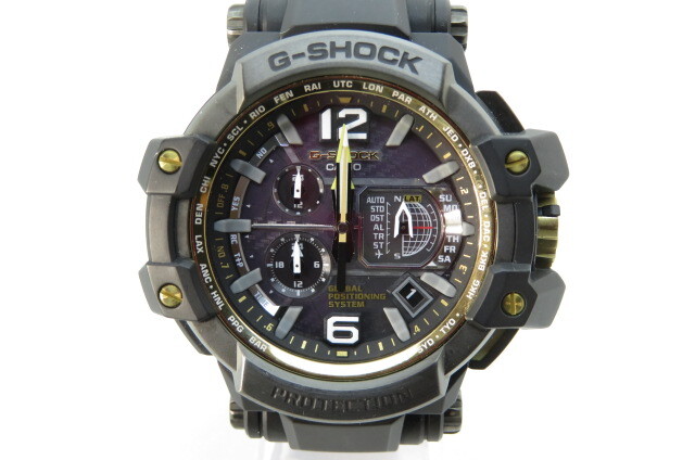 1円～【不動】CASIO カシオ　G-SHOCK ジーショック グラビティマスター GPSハイブリッド 電波ソーラー GPW-1000 腕時計 ブラック　3-5-14