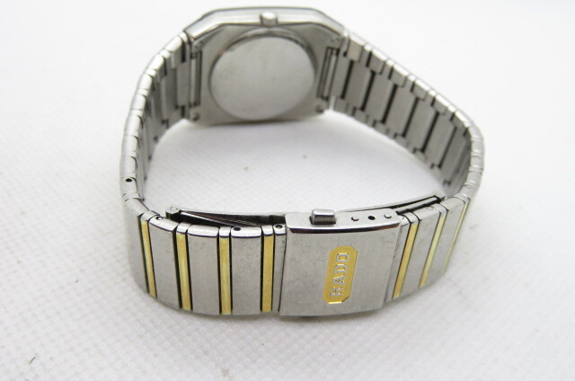 1円～【動作品】RADO　ラドー ダイヤスター 1Pダイヤ 129.0266.3 クォーツ 腕時計 スクエア ブラック文字盤 ステンレススチール 　3-8-5_画像9