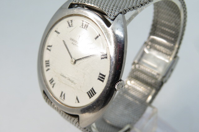 1 jpy ~[ immovable ]UNIVERSAL GENEVE universal june-b white Shadow self-winding watch men's wristwatch white face sill j bar 3-8-14