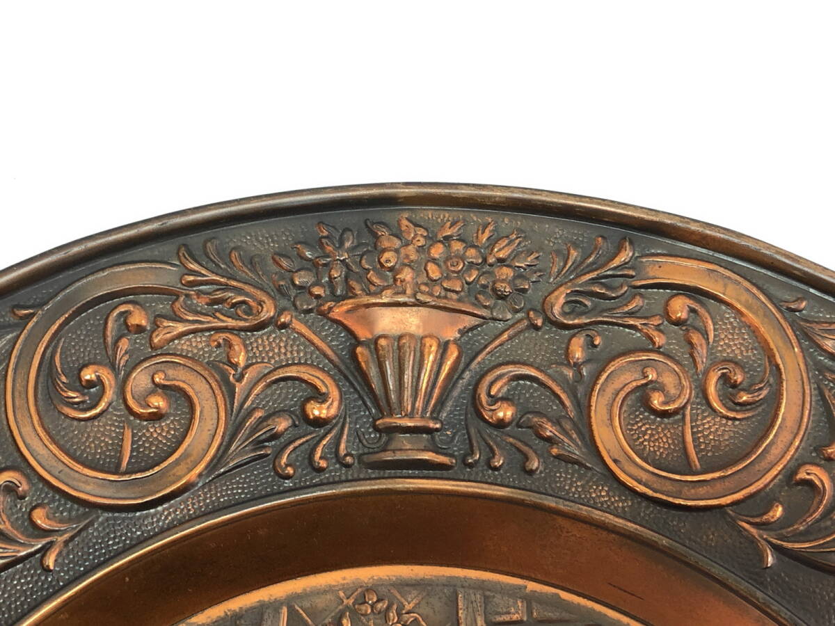 EA147)ヴィンテージ 銅製 壁掛けプレート 直径43cm 装飾品 飾り皿 コッパー ヨーロッパ 輸入品_画像3