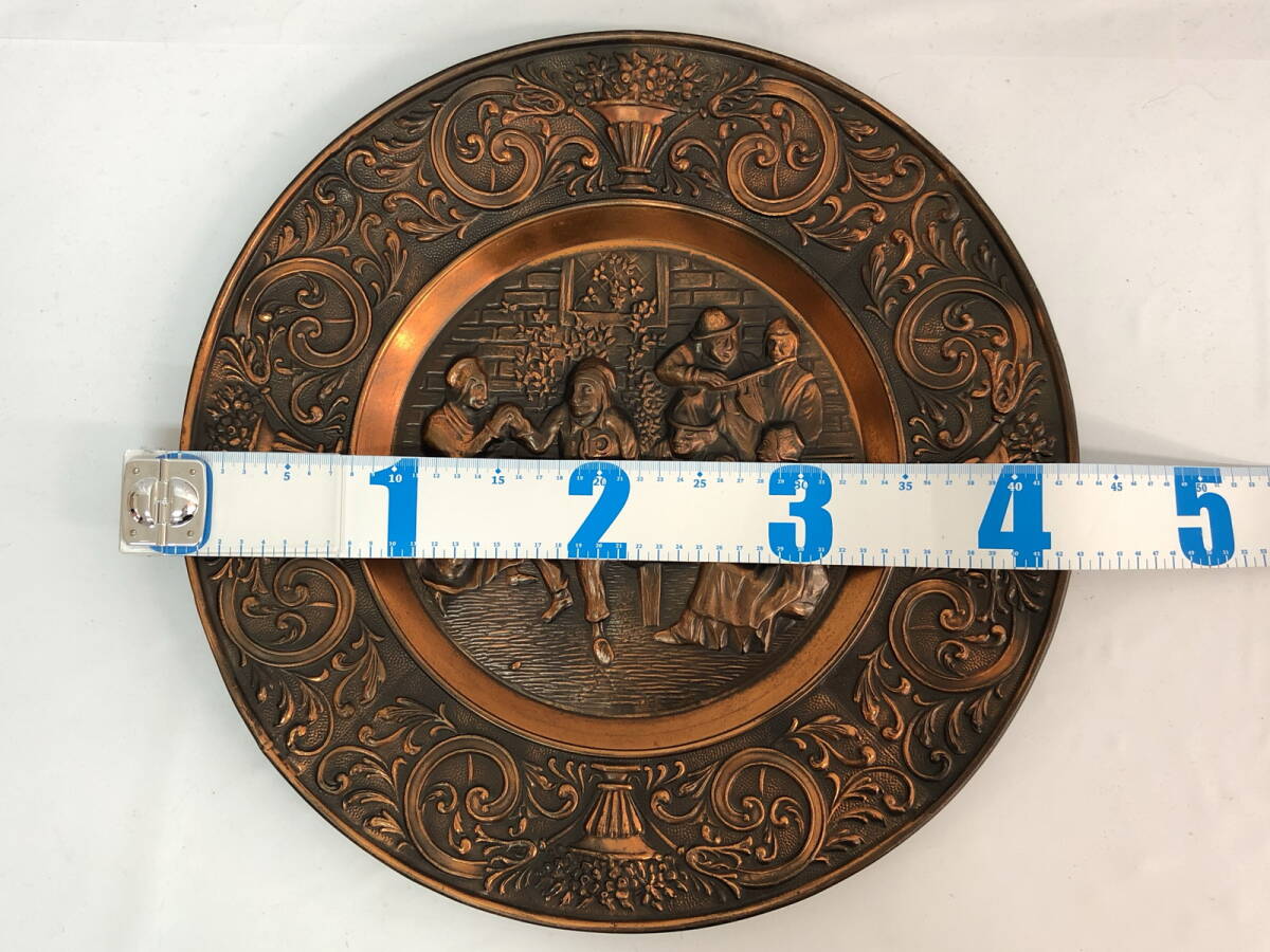 EA147)ヴィンテージ 銅製 壁掛けプレート 直径43cm 装飾品 飾り皿 コッパー ヨーロッパ 輸入品_画像10