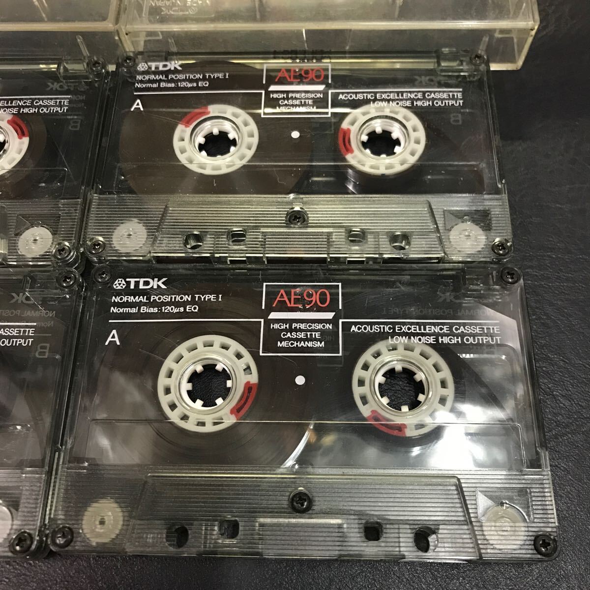 T3087 TDK カセットテープ AE 90分4本セット 当時物 爪あり 音鳴り確認済 中古 録音済み ノーマル TYPE I JAPAN レトロ_画像3