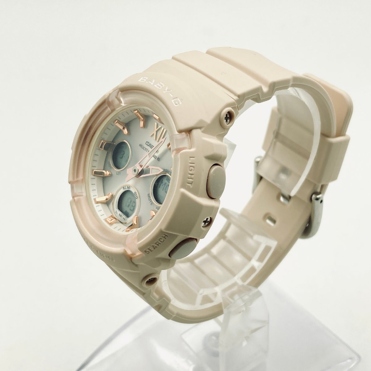2595♭CASIO 腕時計 BABY-G 電波ソーラー BGA-2800-4A2JF 耐衝撃構造 ダブルLEDライト 10気圧防水 レディース ピンクベージュ【0311】_画像3