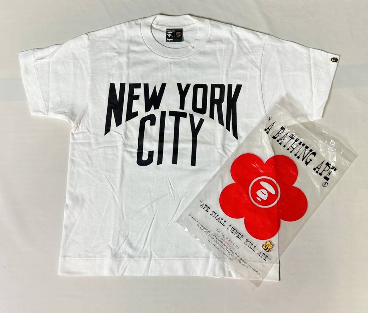 90s デッド 初期 日本製 正規品 A BATHING APE BAPE NEW YORK CITY アベイシングエイプ べイプ プリント Tシャツ シングルステッチ 裏原 M_画像1