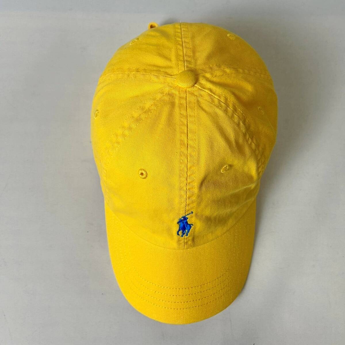 美品 正規品 POLO RALPH LAUREN CLS SPRT CAP ポロ ラルフローレン ロゴ 刺繍 クラシック スポーツ キャップ 帽子 イエロー ONE SIZE_画像2