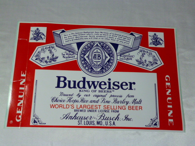 【特大】 正規品 Budweiser ステッカー 当時物 です(358×233mm) バドワイザー_画像1