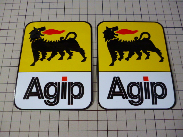 希少 正規品 Agip ステッカー 2枚 当時物 です(85×110ｍｍ) アジップ オイル_画像1