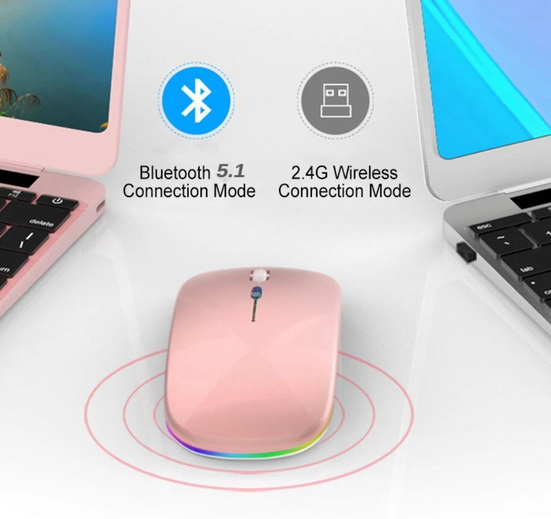 Bluetoothワイヤレスマウス 充電発光USBワイヤレスマウス(ピンク)