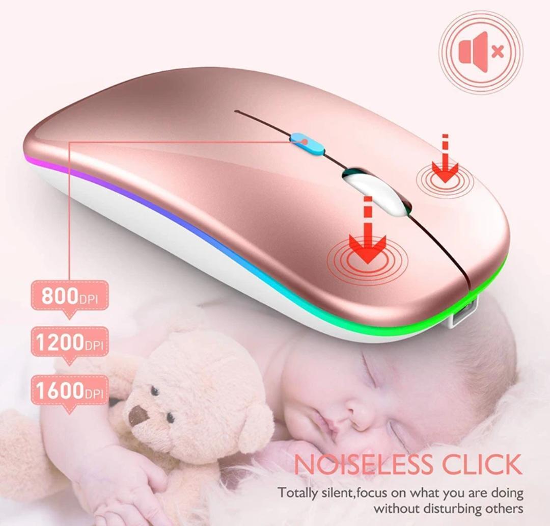 Bluetoothワイヤレスマウス 充電発光USBワイヤレスマウス(ピンク)