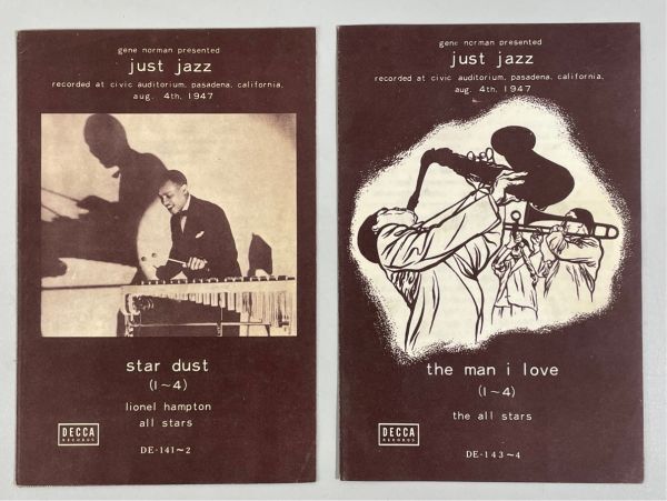 e8503 SP盤 10inch 4枚組 LIONEL HAMPTON ライオネル ハンプトン Just Jazz STAR DUST/THE MAN I LOVE DE-141～144 解説書付きの画像3
