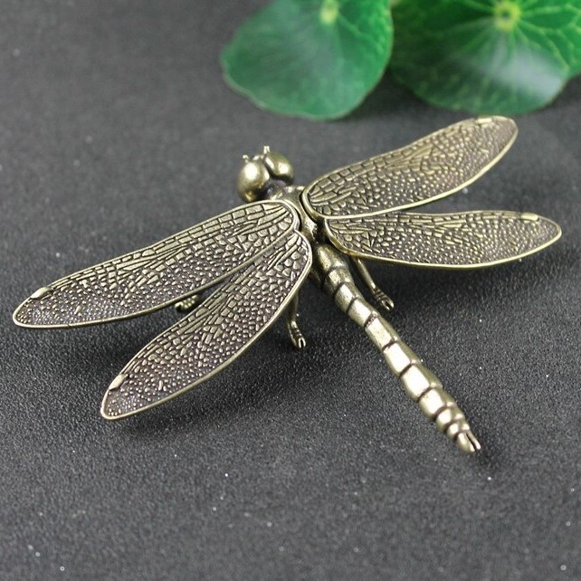 33.1g copper color dragonfly ..... ornament insect insect tea utensils high class skill handicraft interior skill gold . cover put censer decoration brass copper metal dr33.1