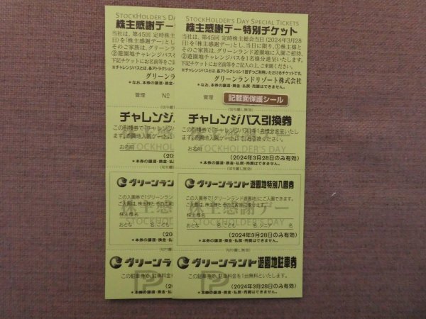 【3月28日限定チケット】グリーンランド株主優待　株主感謝デー特別チケット2枚セット 送料無料_画像1