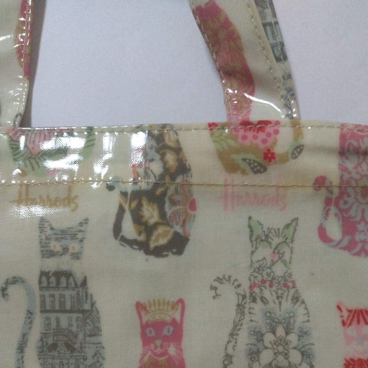 *Harrods Harrods tote bag cat pattern .. cat dirt equipped free shipping *