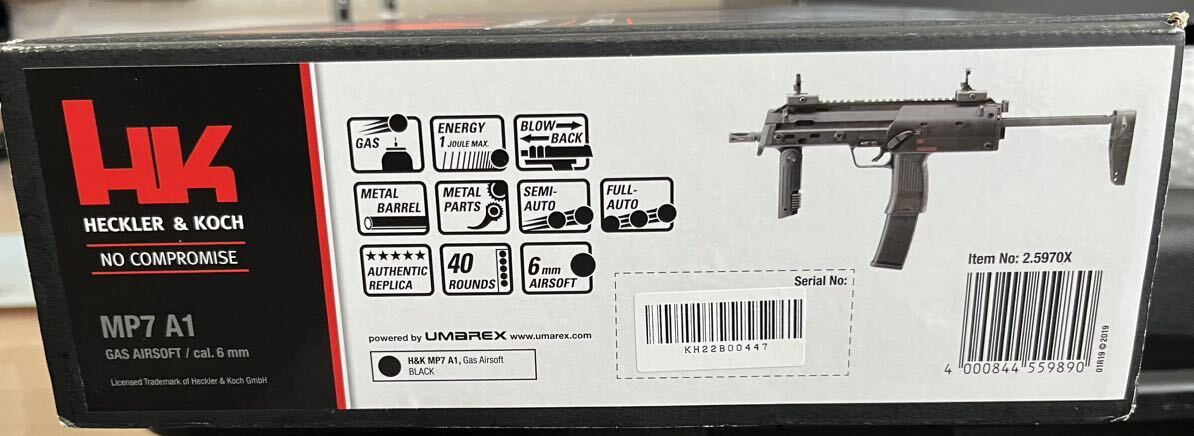 オプション多数付属 Umarex H＆K MP7A1 Gen.2 GBBR HKライセンス ブラック エアガンウマレックス フルサイズ ガスガン きれいですの画像8