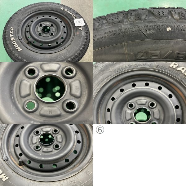 ★L235S ダイハツ エッセ　純正 12インチ スチール ホイール　4本　12×4J PCD100 4穴 ハブ径54　MUDSTAR 145/80R12 80/78N 6PR★_画像5