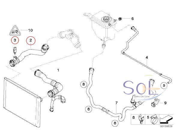 BMW E60 E61 ラジエーター ラジエター クーラントホース ウォーターホース ロアホース 525i 530i 17127519257 出荷締切18時_画像2