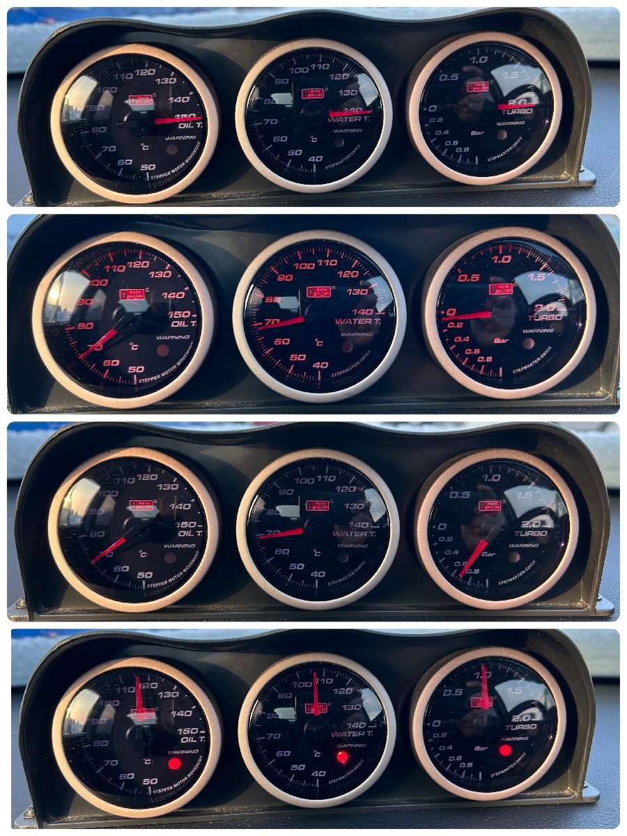 Auto gauge　オートゲージ　3連メーター・フード　ブースト・油温・水温　AUTO GAUGE　中古品_画像8