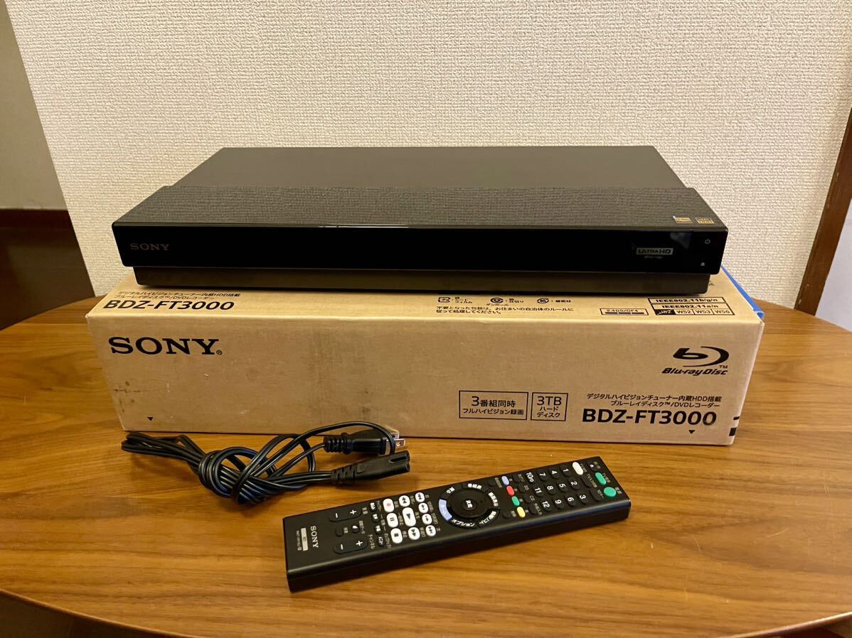 【 良品 】 SONY ブルーレイディスクレコーダー BDZ-FT3000 ブラック 3TB 4K UltraHD対応 動作品 2018年製 リモコン付 箱付 ソニー 中古_SONYのブルーレイレコーダー 2018年製3TB☆