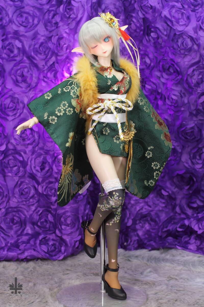 パーティを彩るご馳走や 「桜本屋」華麗短い和服《綠幽》(絹織物)★★ONE OFF★★ドルフィードリーム DDdy/S/M/L胸 その他