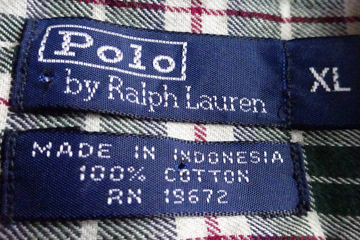 POLOラルフローレン グリーンチェック 両ポケット WORKシャツ BOY'S XL MEN'S S～M 90年代後半未使用品 POLO SPORT 501XX パタゴニアの画像4