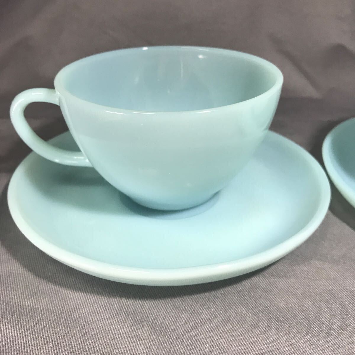  Fire King turquoise blue cup & saucer 2 customer set 