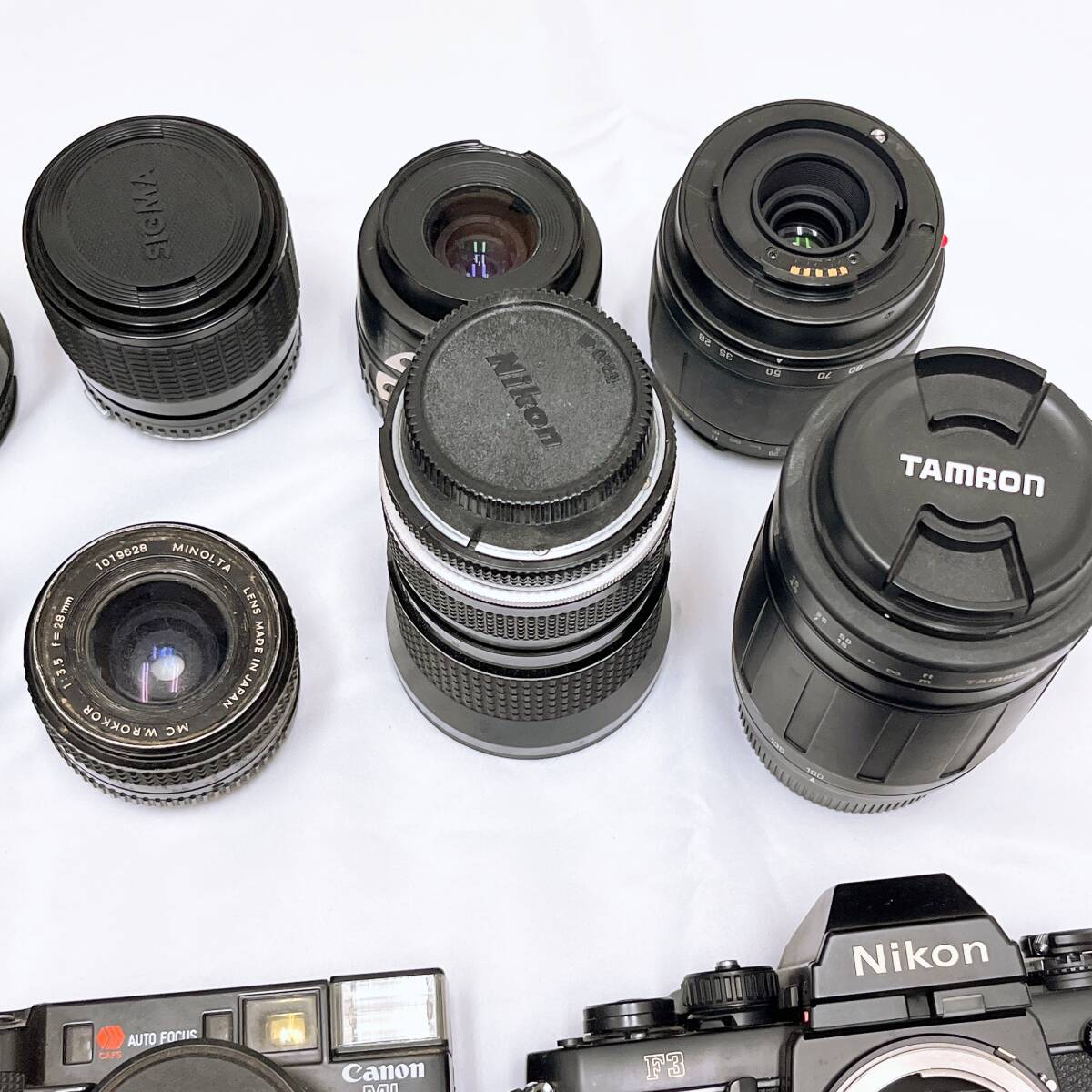  film camera lens large amount set sale Canon Nikon Minolta Pentax Tamron Junk present condition delivery 