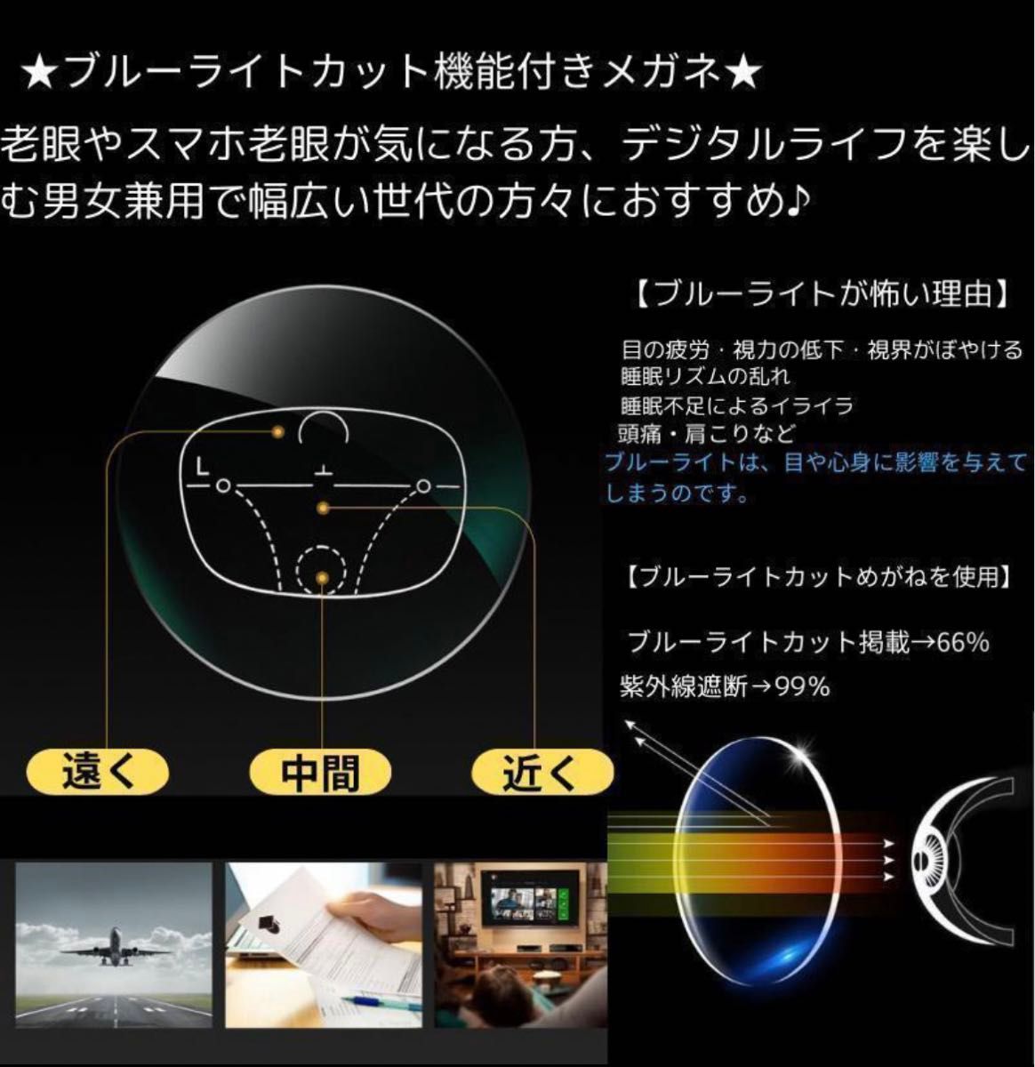 高品質遠近両用老眼鏡ブラック1.5アンチブルーライト累進多焦点レンズシニアグラス