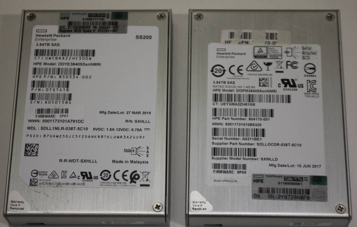 ★【2台セット】HP SSD 2.5インチ 3.84TB SAS接続 ★中古動作品★ _画像2