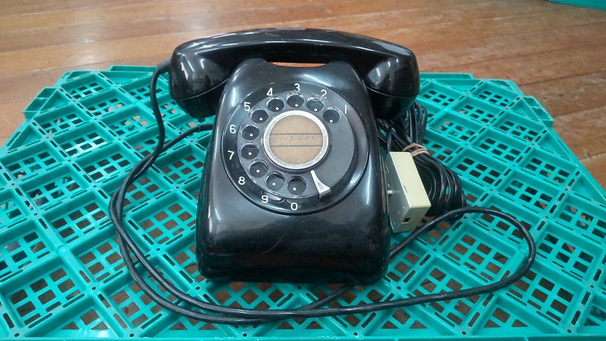 WB049 Showa Retro black telephone Japan communication telephone corporation that time thing / antique operation not yet verification present condition goods JUNK