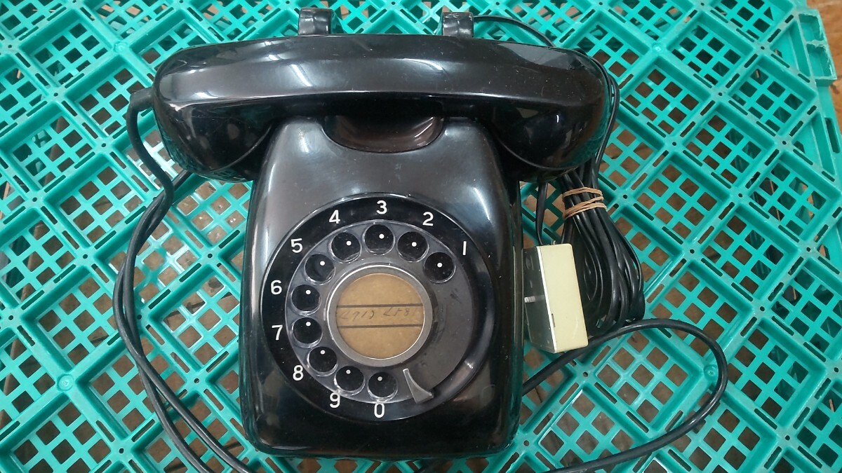 WB049 Showa Retro black telephone Japan communication telephone corporation that time thing / antique operation not yet verification present condition goods JUNK