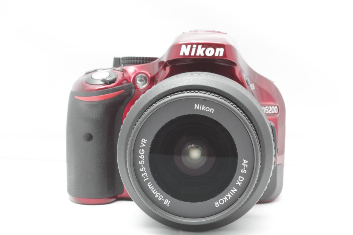 1円スタート！シャッター3005回！Nikon D5200 レッド レンズキット ニコン 一眼レフカメラ 18-55 １スタの画像2