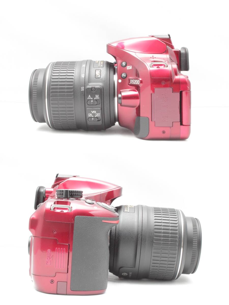 1円スタート！シャッター3005回！Nikon D5200 レッド レンズキット ニコン 一眼レフカメラ 18-55 １スタの画像3