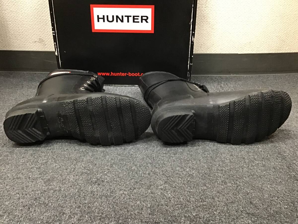 #9892　HUNTER ハンター W23608 オリジナルレース レインブーツ ラバーブーツ 長靴 レースアップ 黒 ブラック UK6 EUR39 24.5センチ_画像9