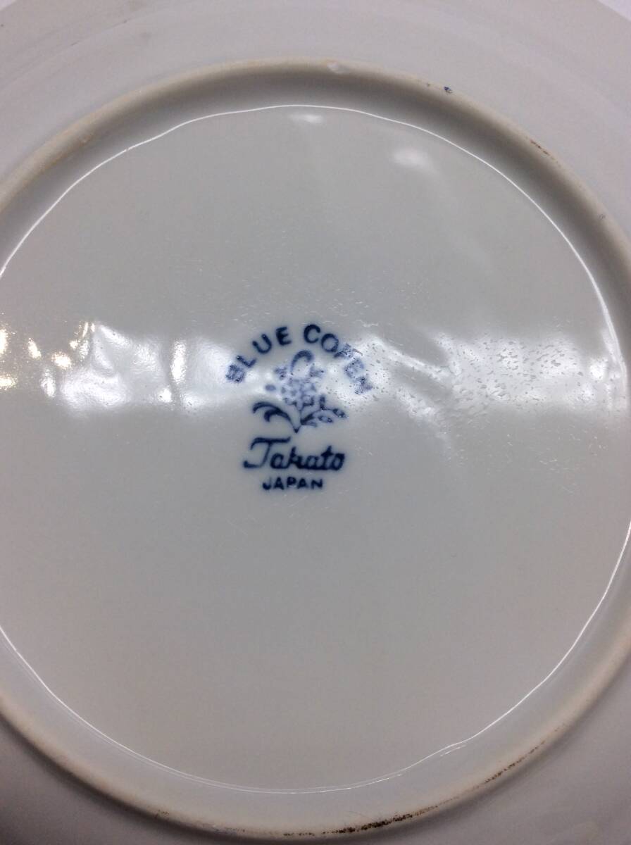 #0441 未使用保管品 ブルーコペン 深皿 5枚 カレーセット BLUE COPEN Takato 三洋陶器 洋食器 昭和レトロ スプーン付 直径約23㎝の画像7