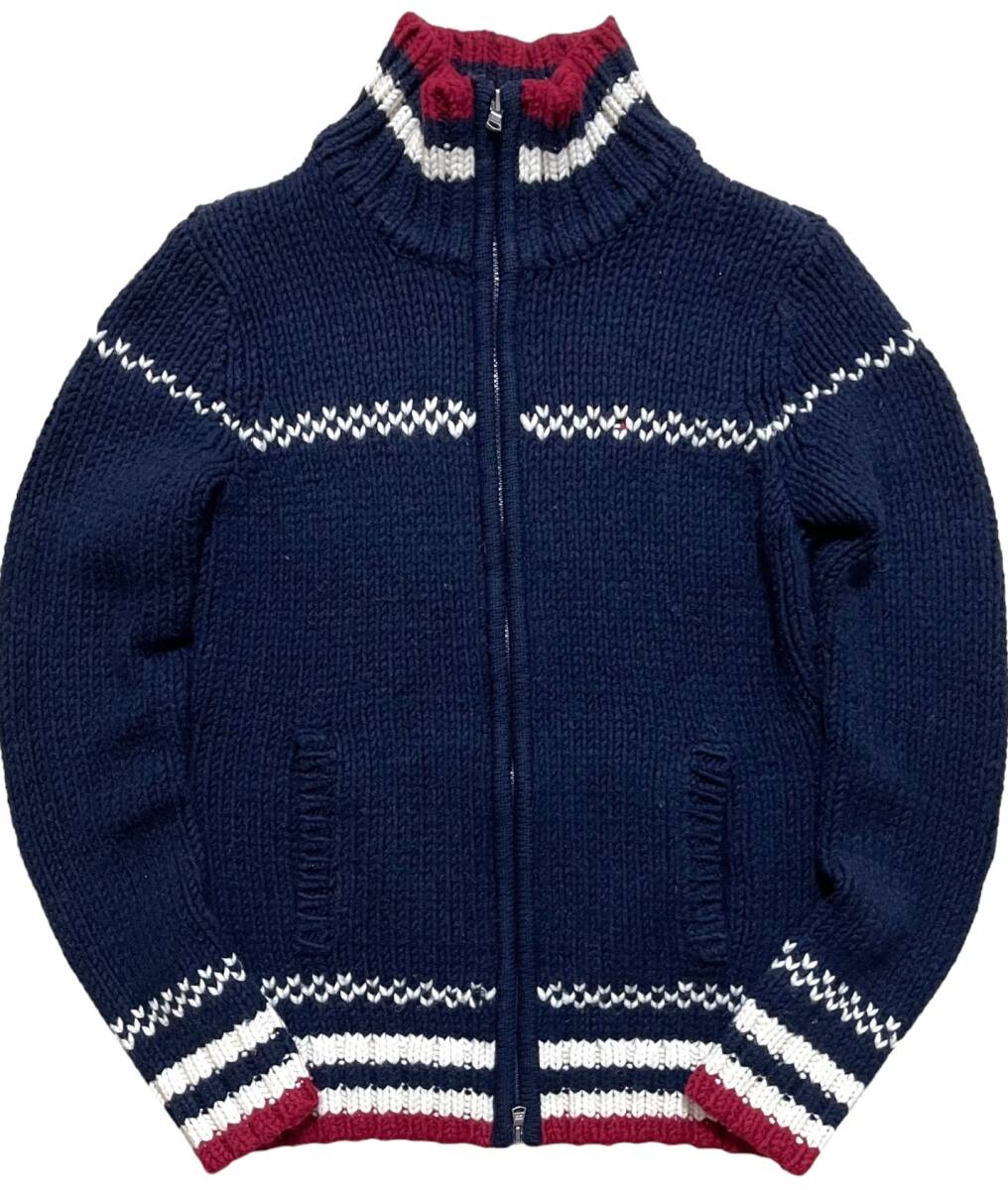 トミー ヒルフィガー TOMMY HILFIGER 国内正規品 ダブルジップアップ ニットジャケット S/P ネイビー ホワイト レッド_画像1