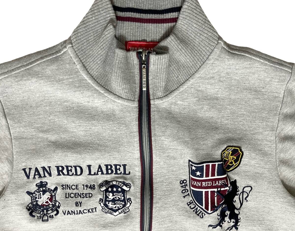 ヴァン レッド レーベル VAN RED LABEL VAN JAC ヴァンジャケット エンブレム刺繍 ジップアップ トラックジャケット M グレーの画像4