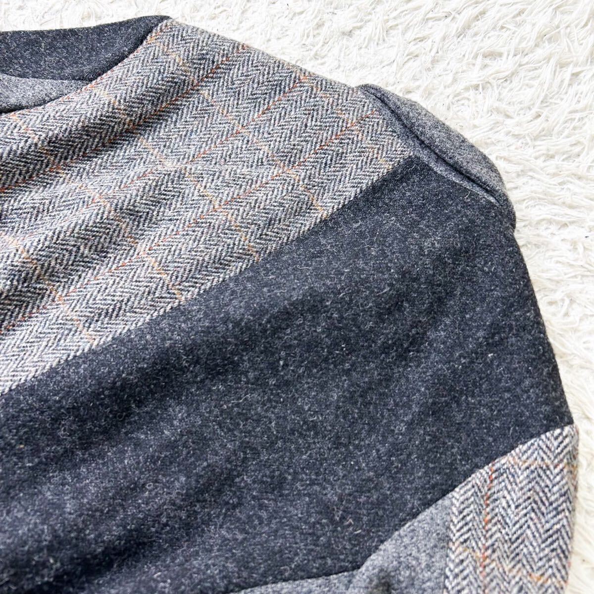 美品 HARRIS TWEED クレイジー パッチワーク ツイード テーラード ジャケット ハリスツイード メンズ くるみボタンの画像8