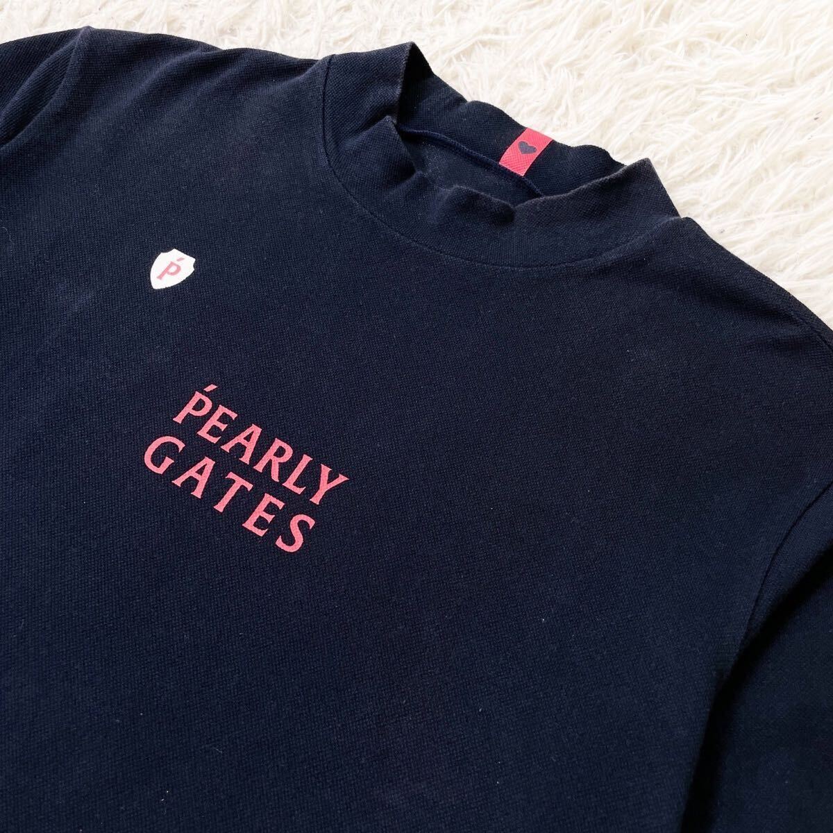  2022年モデル PEARLY GATES パーリーゲイツ ハイネック 半袖Tシャツ ネイビー系 6 ゴルフウェア メンズの画像2