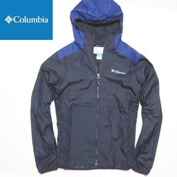 新品◆コロンビア フーデッドジャケット バイカラー 紺×青 Mサイズ◆Columbia 薄手ジャケット 登山 キャンプ_画像1