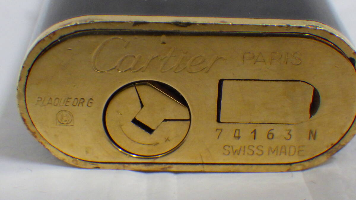 #12032 Cartier カルティエ ガス ライター 円柱 トリニティ 黒ラッカー ゴールド 着火未確認 USED品 現状品_画像8