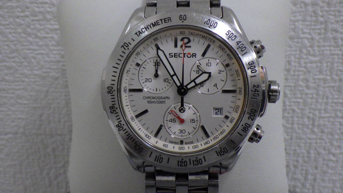 #12488 【メンズ・時計】SECTOR 腕時計 490 CHRONO QUARTZ 防水 100M 文字盤白 クロノグラフ ホワイト メンズ 動作未確認の画像1