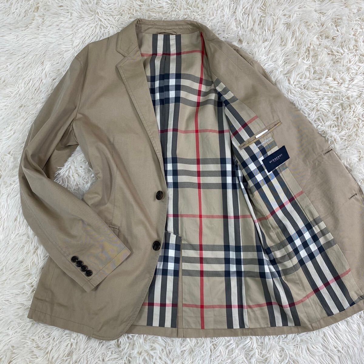  ultimate beautiful goods Burberry London [ mega check great popularity color beige L] tailored jacket noba check BURBERRY LONDON cotton cotton 