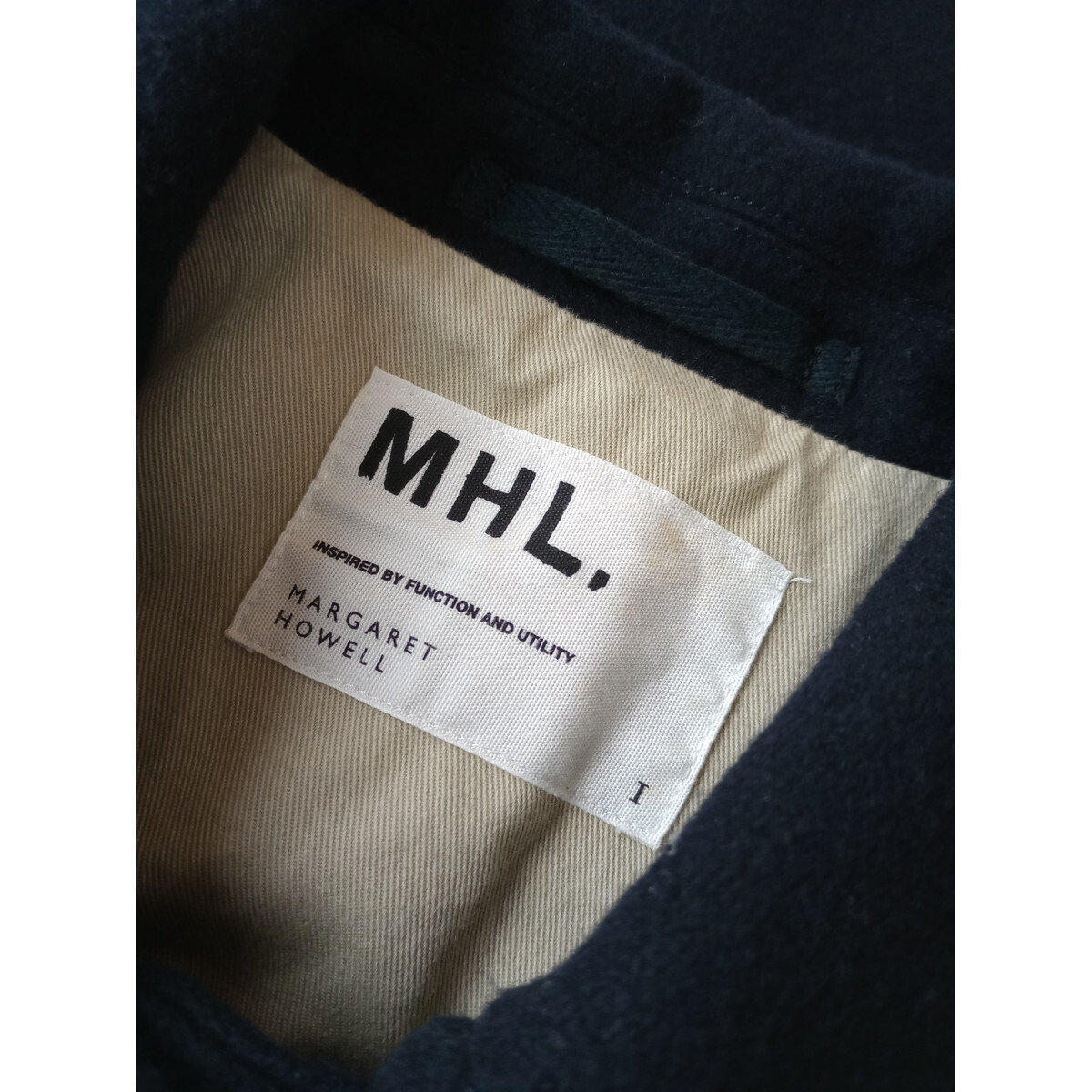 MHL エムエイチエル マーガレットハウエル ラウンド カラー ウール ロング コート 黒 ブラック 1_画像5