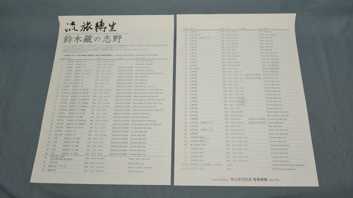 中古 図録　鈴木藏の志野　流旅轉生　菊池寬実記念智美術館発行　2010年　とリーフレット２種類_画像10