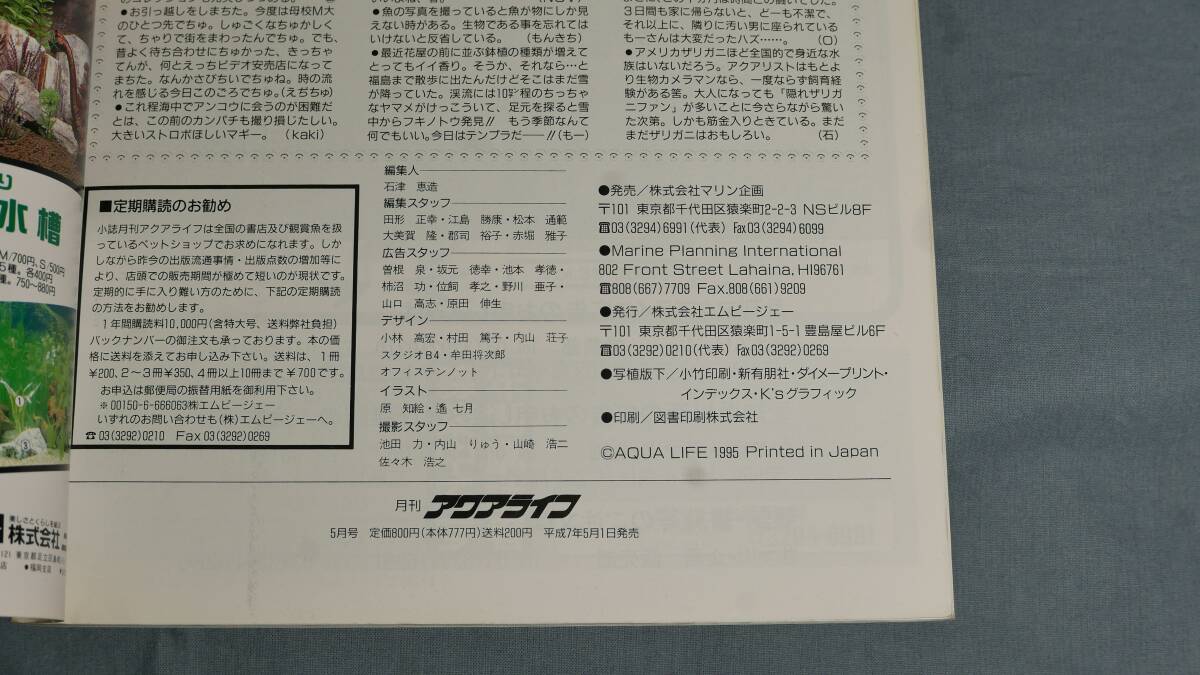 中古 雑誌 アクアライフ ５ 平成7年5月1日発行 No.190 の画像5