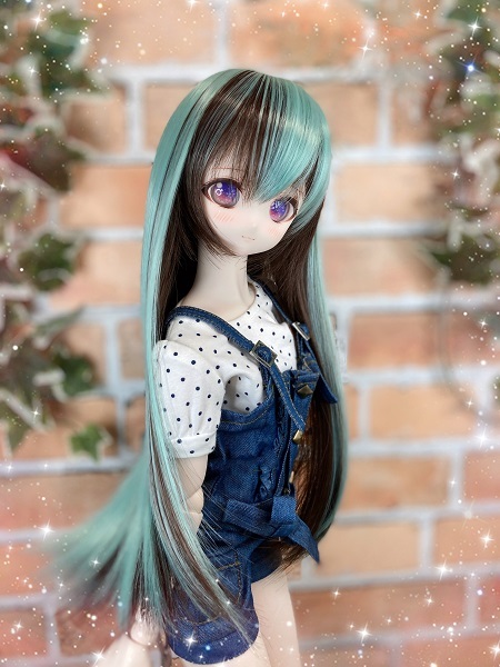 ●ドールウィッグ*ロングヘアー*チョコミント*9～9.5インチ（MDD DD SD SmartDollなど）●doll wig*dollwig●_画像3